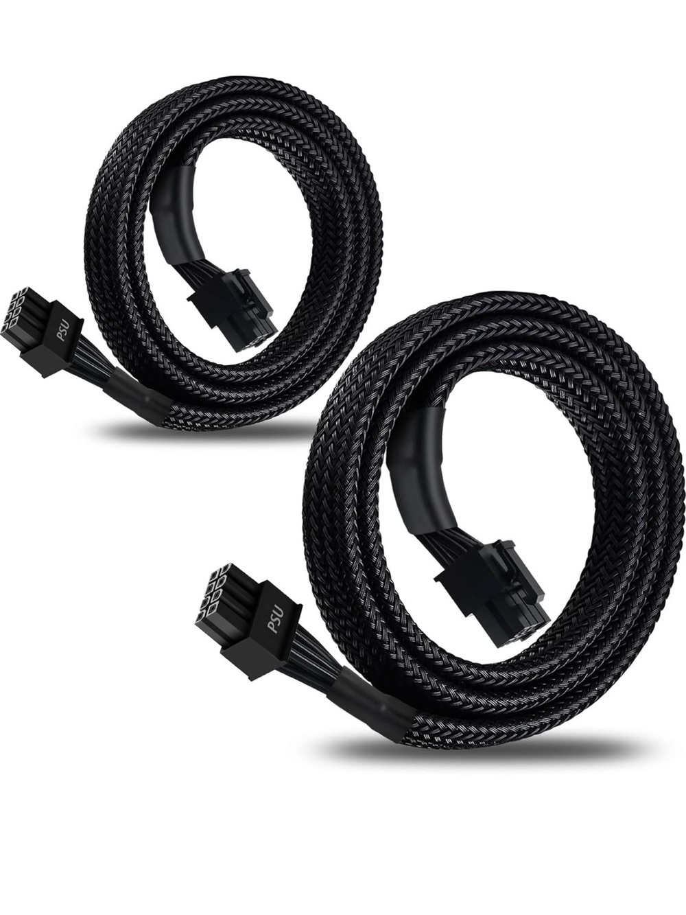 2 EVGA Black Braided 8-Pin GPU Power supply Extension Cable Pair